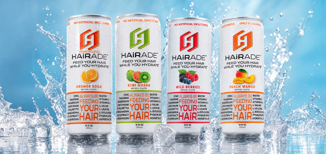 HAiRADE Hydration flavors surrounded by ice and water